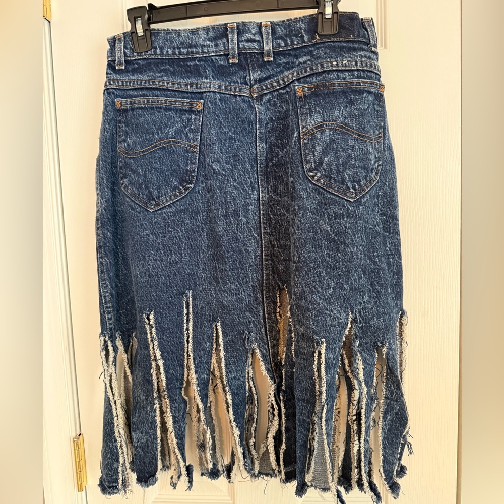 Urban Renewal Blue Asymmetrical Fringe Skirt - Picture 2 of 4